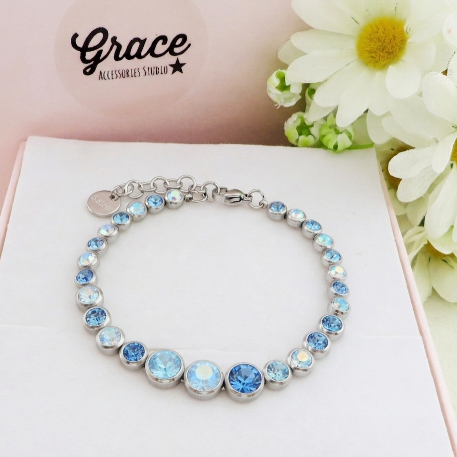 CINDY degradè ~ ACCIAIO INOSSIDABILE - Bracciale tennis in cubic zirconia rotondi