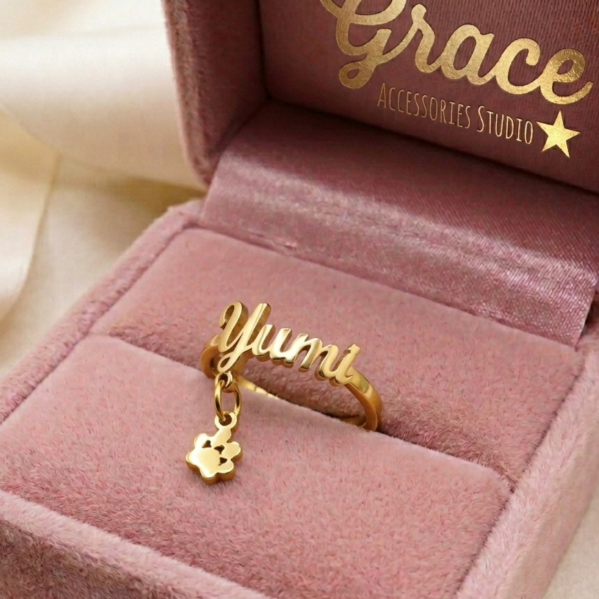 Anello Nome PERSONALIZZATO 🐾 Zampa - ACCIAIO INOSSIDABILE regolabile