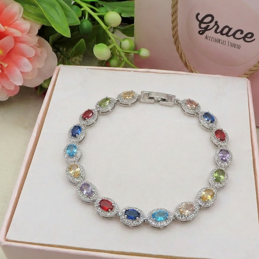 LORELEI RAINBOW - Bracciale Tennis con Cubic Zirconia a goccia