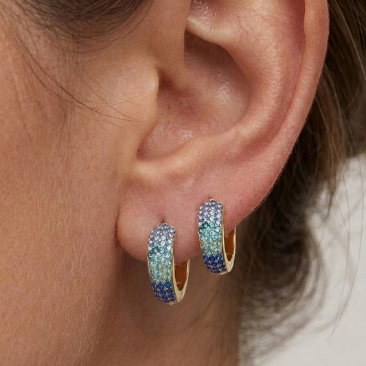 DEGRADE' COLOURS HOOPS - ACCIAIO INOSSIDABILE - OrecchinI a cerchio in cubic zirconia