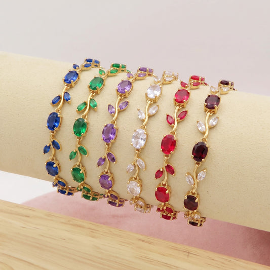 ROSAMUND ~ ACCIAIO INOSSIDABILE - Bracciale Tennis floreale con Cubic Zirconia