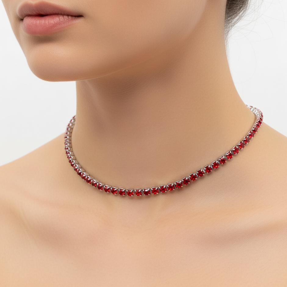VEGAS ~ TENNIS CHOKER GIROCOLLO IN ACCIAIO INOSSIDABILE CON CUBIC ZIRCONIA