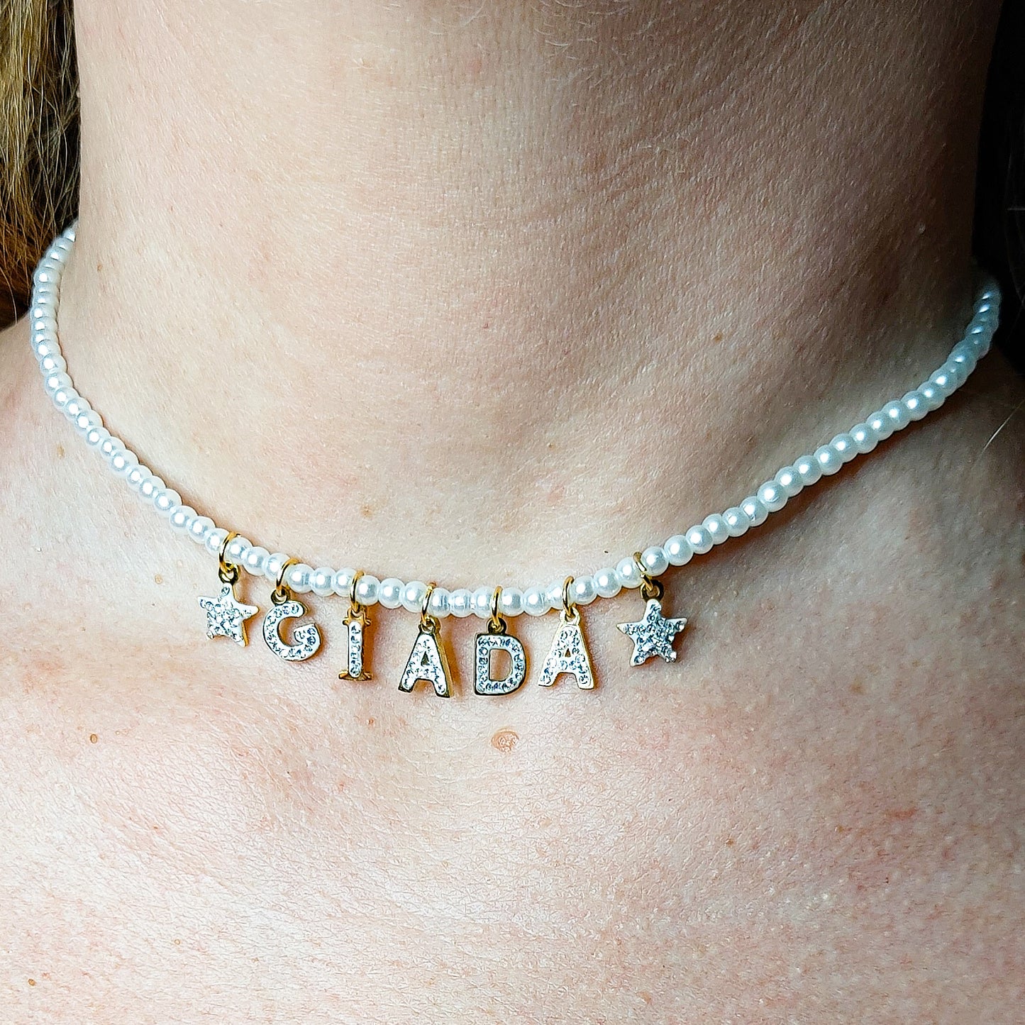 CHOKER Perle Con Nome personalizzabile in Acciaio Inox