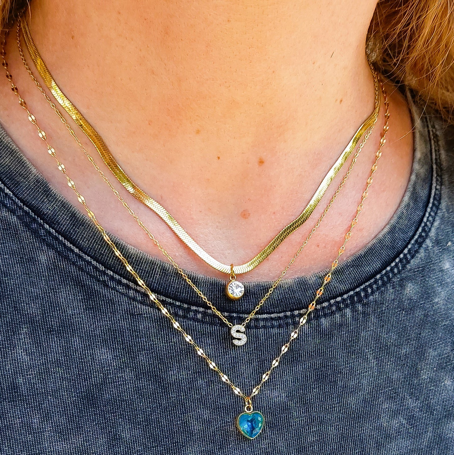 Collana MINI INIZIALE Zirconata in Acciaio inossidabile