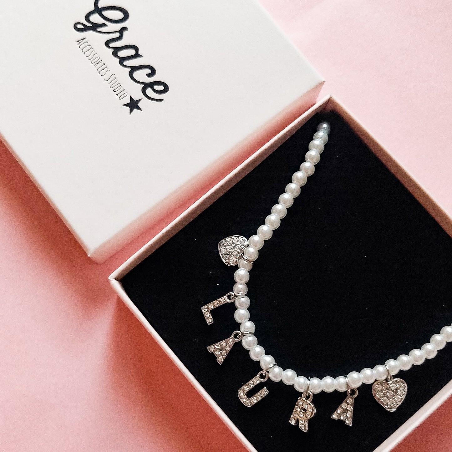 CHOKER Perle Con Nome personalizzabile in Acciaio Inox