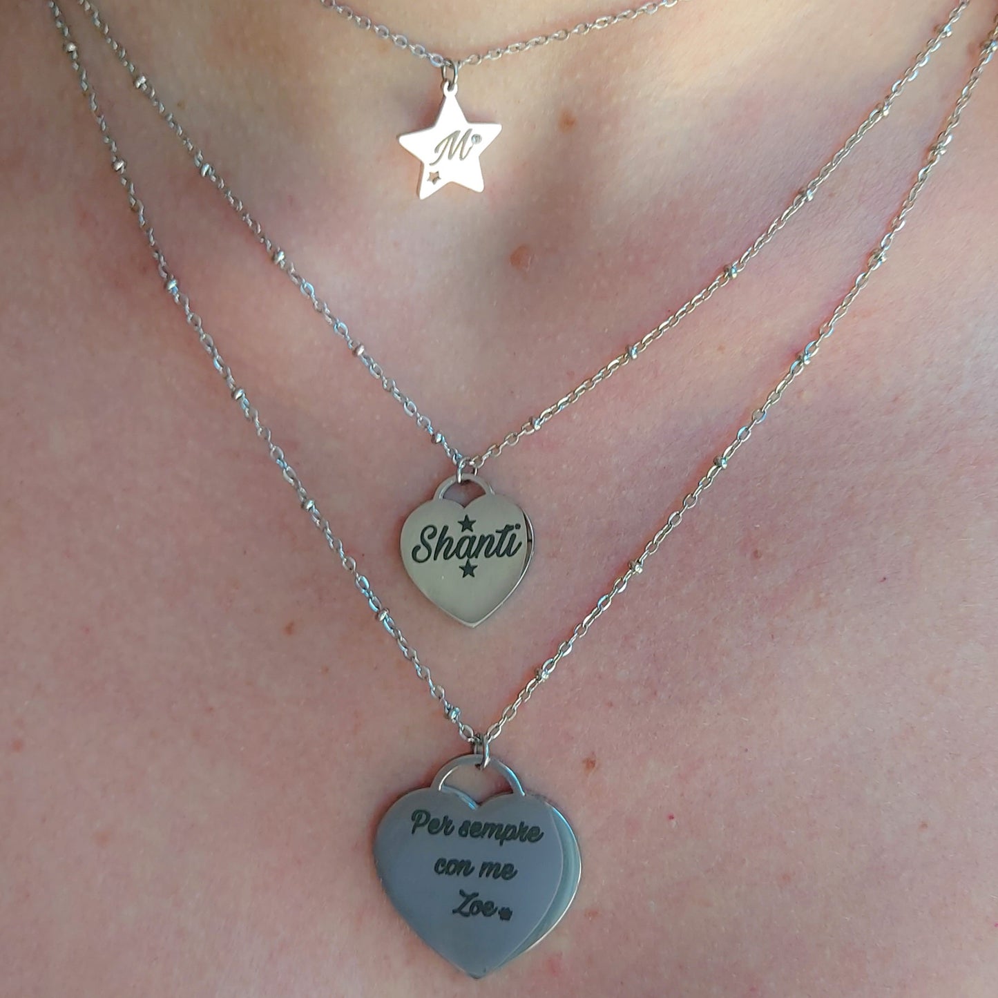 Cuore BIG - PERSONALIZZAMI ~ Collana in acciaio inossidabile + INCISIONE PERSONALIZZATA