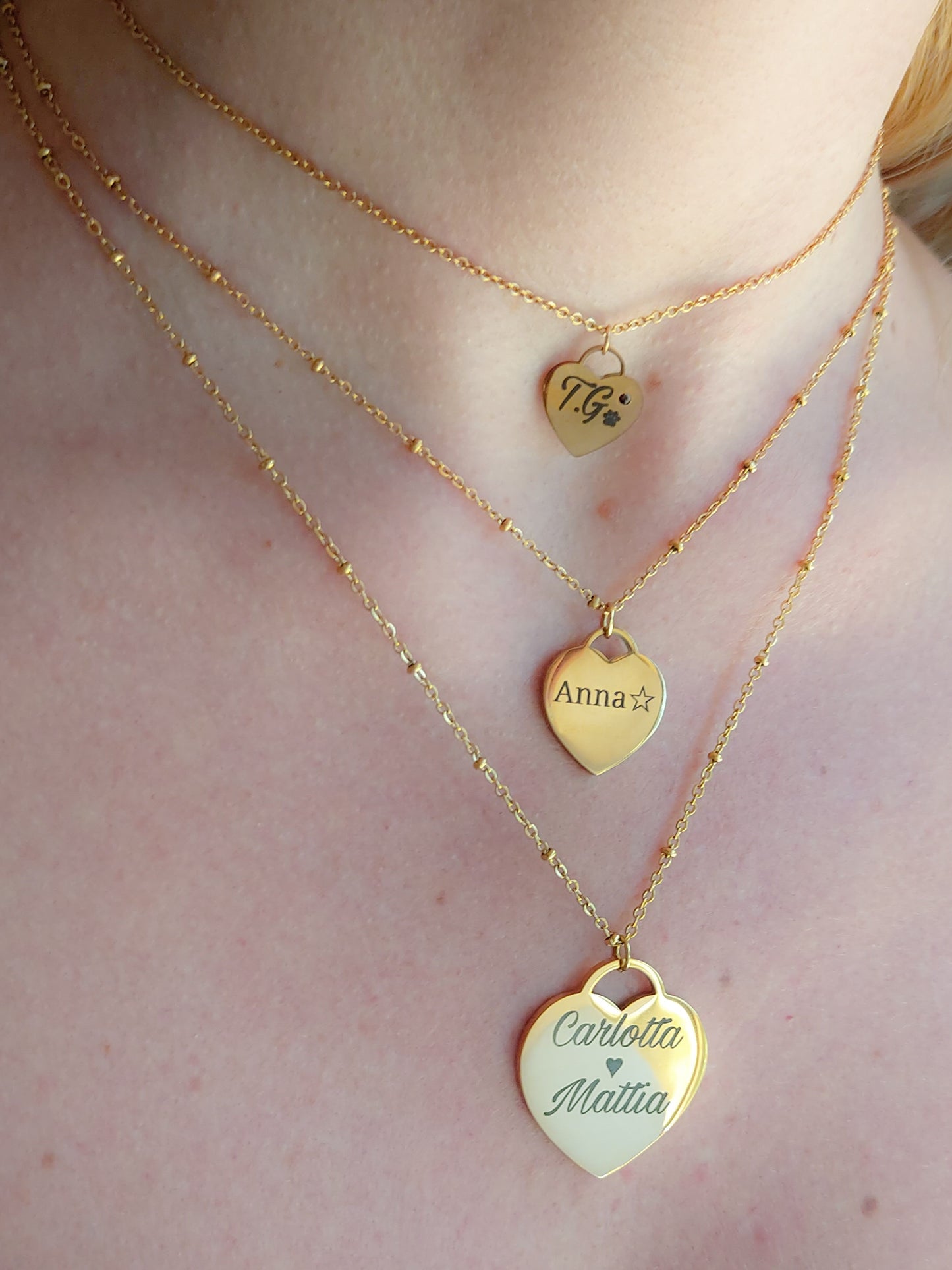 Cuore BIG - PERSONALIZZAMI ~ Collana in acciaio inossidabile + INCISIONE PERSONALIZZATA