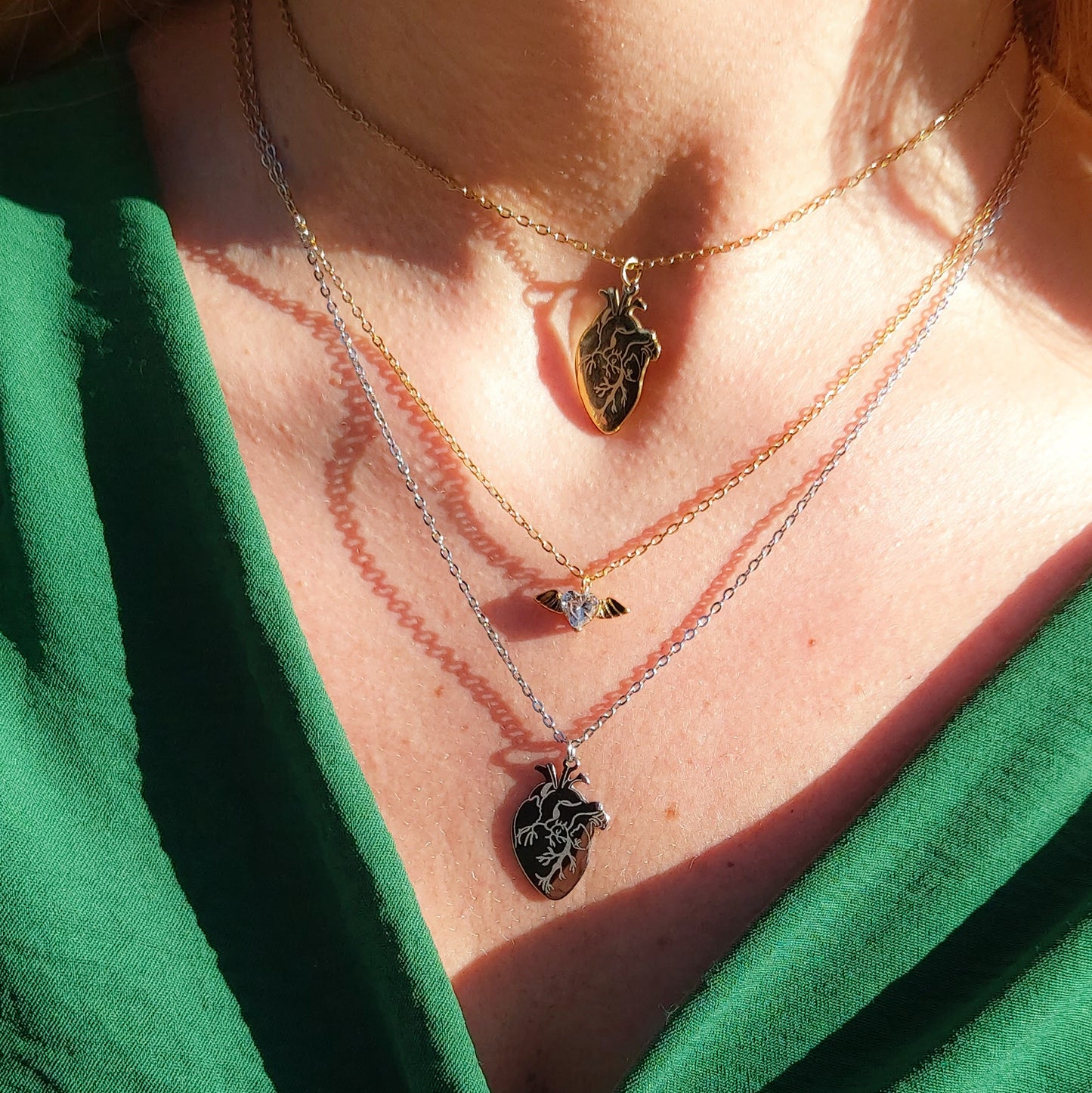 HUMAN HEART~ ACCIAIO inossidabile - Collana ciondolo cuore anatomico