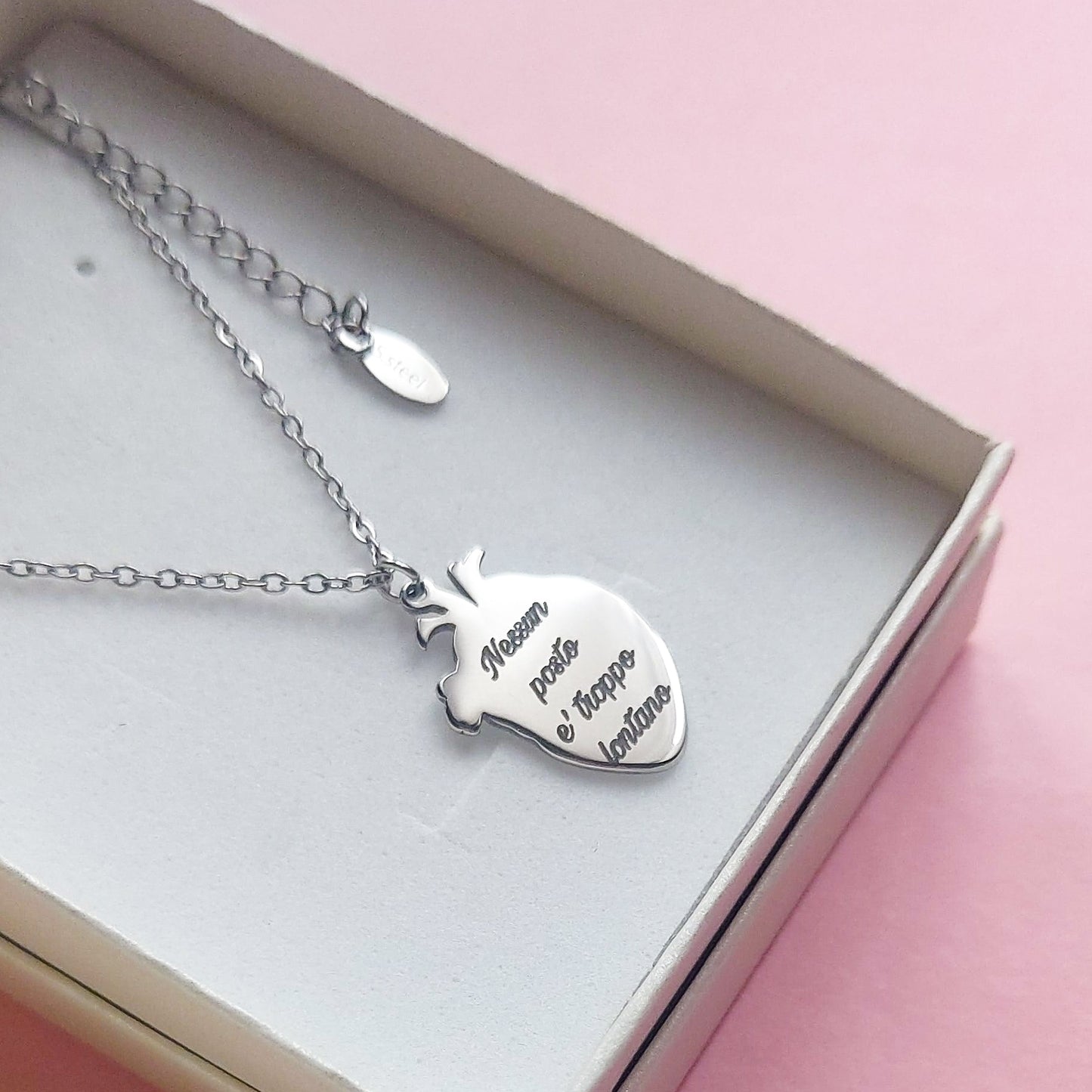 HUMAN HEART~ ACCIAIO inossidabile - Collana ciondolo cuore anatomico