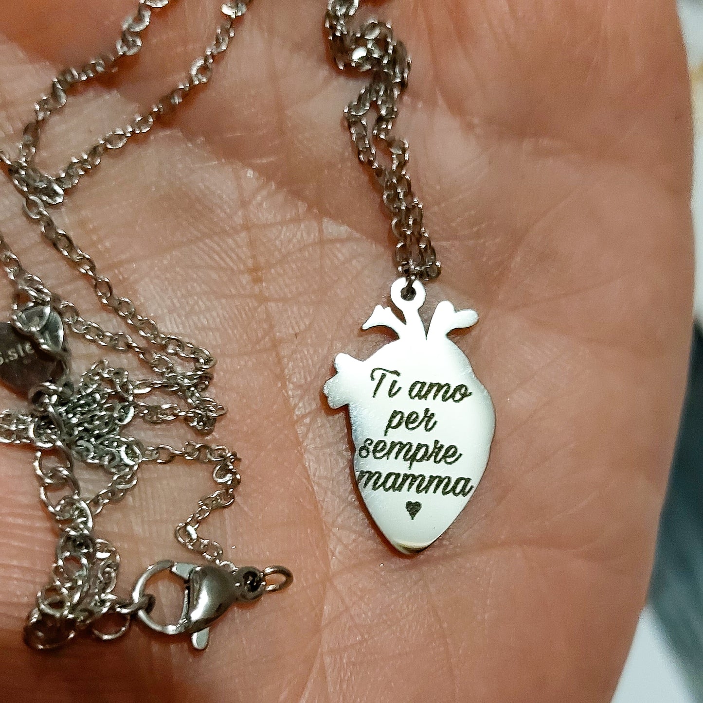 HUMAN HEART~ ACCIAIO inossidabile - Collana ciondolo cuore anatomico