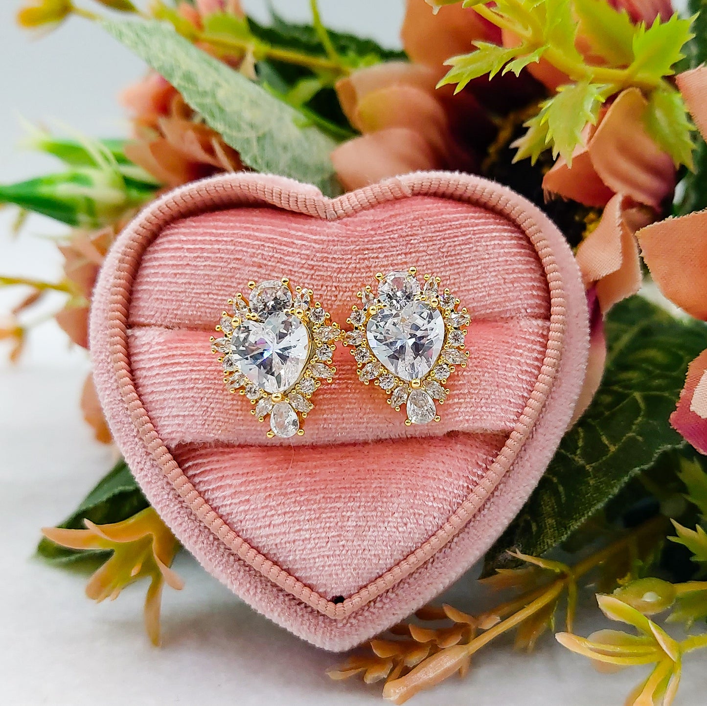 CHRISTY Cuore sacro - Orecchini a bottone con Cubic Zirconia