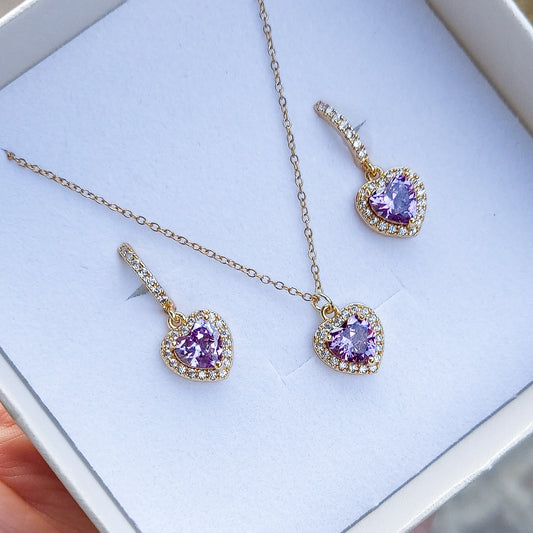 DIANA - Golden Lilla set - collana + orecchini