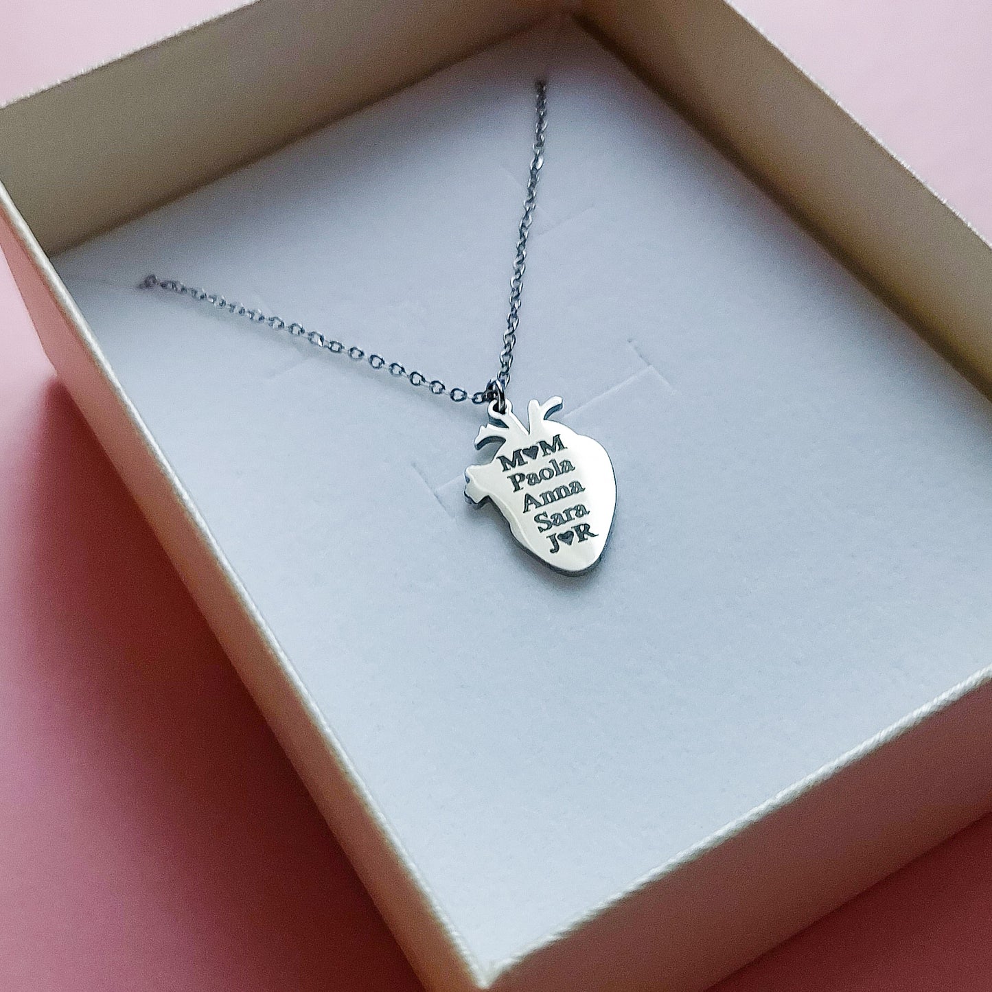 HUMAN HEART~ ACCIAIO inossidabile - Collana ciondolo cuore anatomico