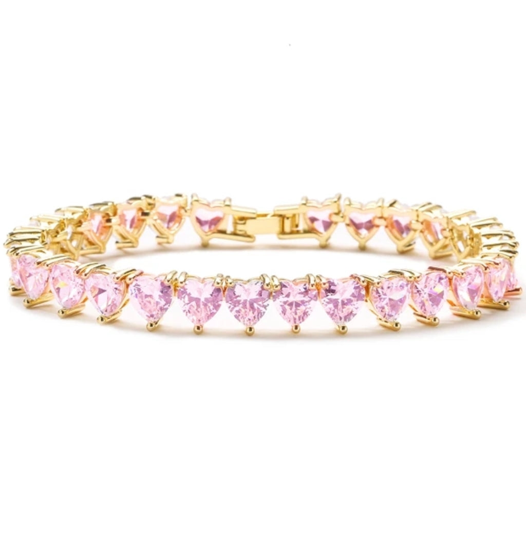 CHERIE - bracciale tennis con cubic zirconia a forma di cuore
