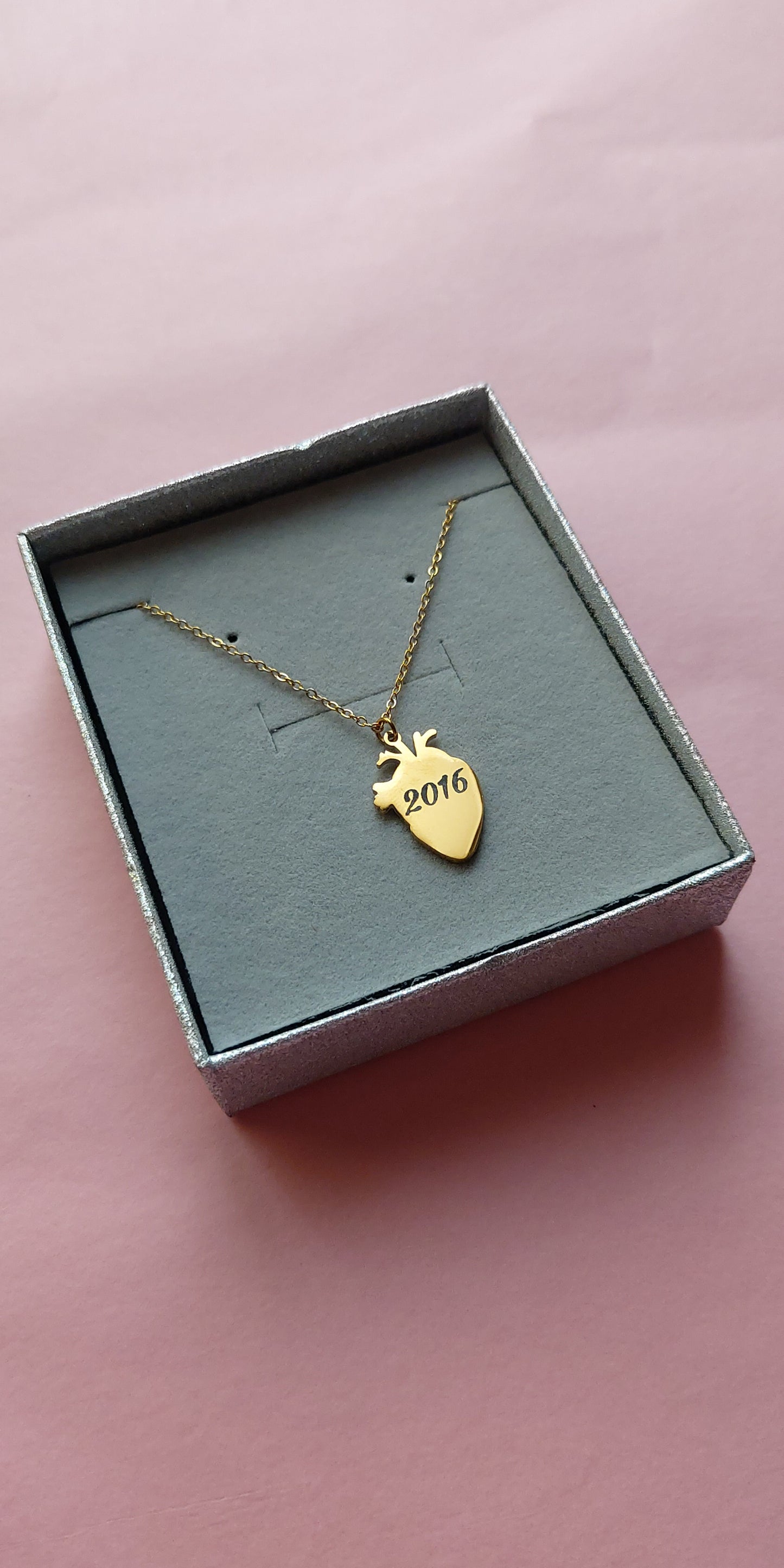 HUMAN HEART~ ACCIAIO inossidabile - Collana ciondolo cuore anatomico