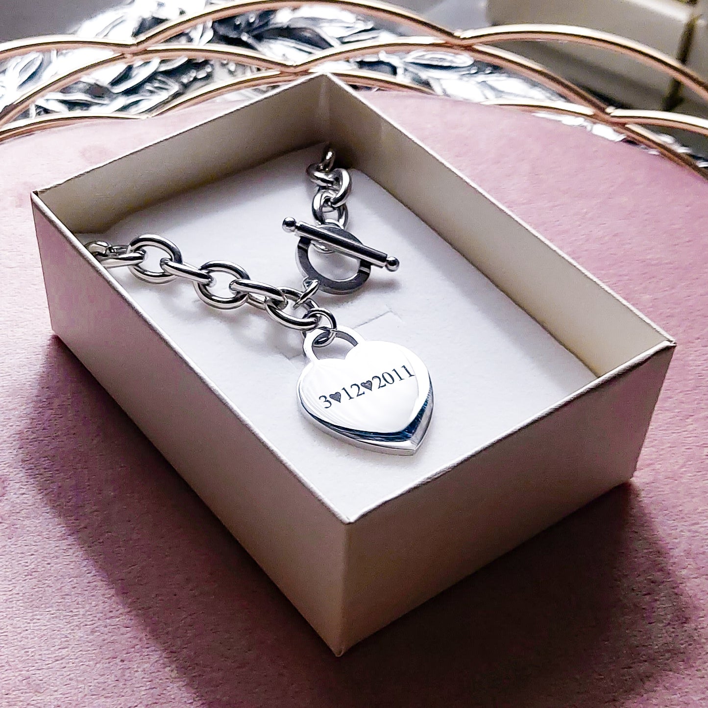 BRACCIALE CUORE BIG - PERSONALIZZAMI ~ Bracciale in acciaio inossidabile + INCISIONE PERSONALIZZATA