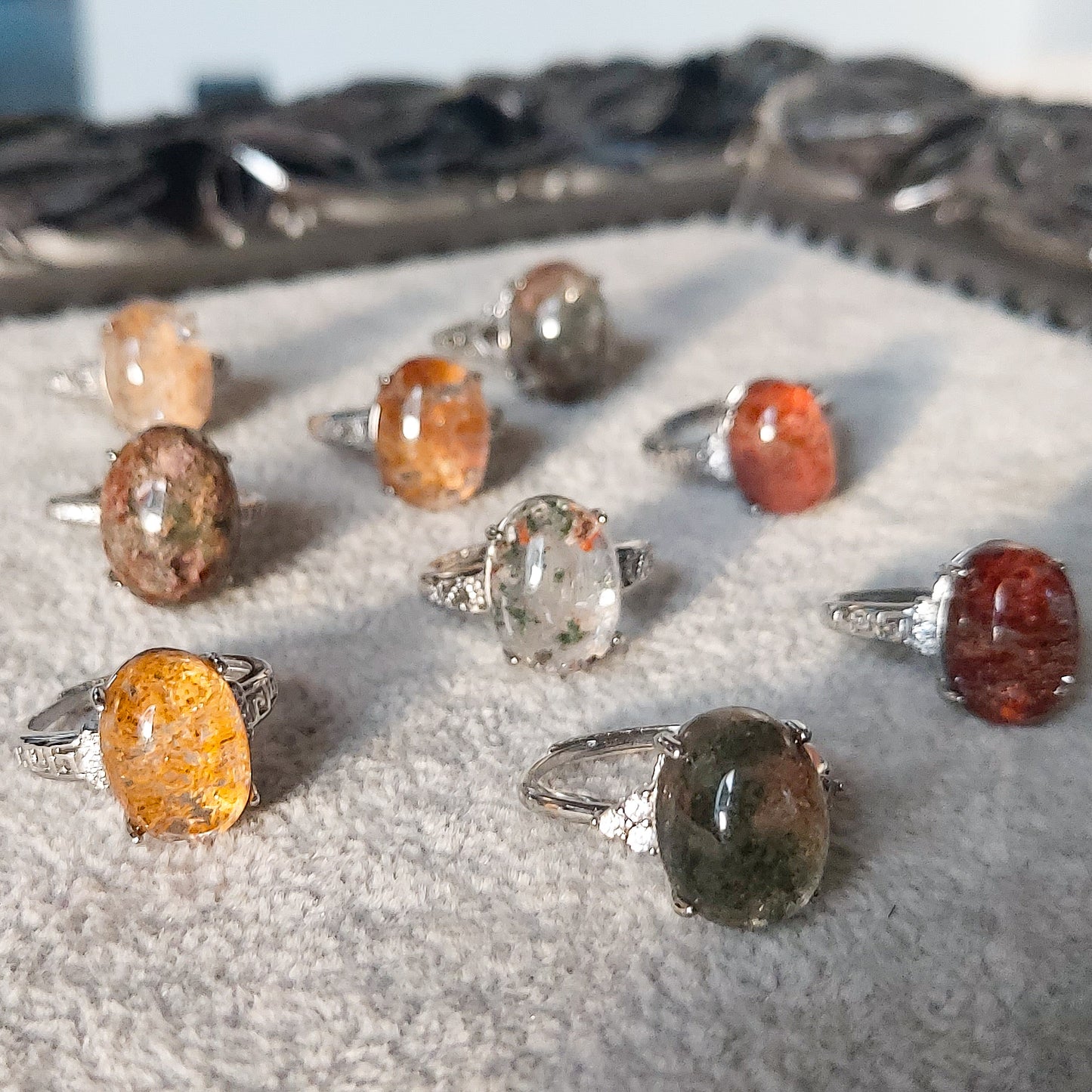 SANDAR ~ Anello regolabile in Quarzo Fantasma Phantom Quartz