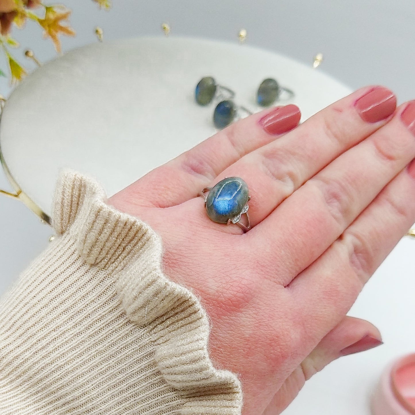 NYMA XL ~ Anello regolabile in Labradorite naturale