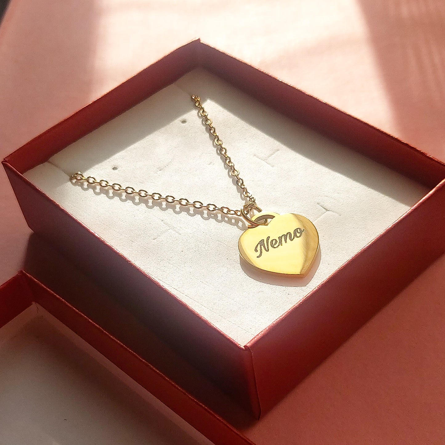 Cuore small - PERSONALIZZAMI ~ Collana in acciaio inossidabile + INCISIONE PERSONALIZZATA