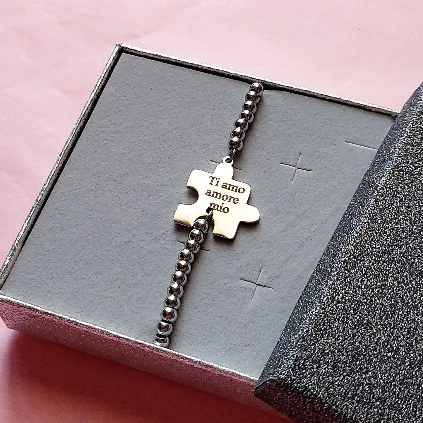 PUZZLE bracelet ~ Bracciale unisex ACCIAIO INOSSIDABILE con incisione personalizzata