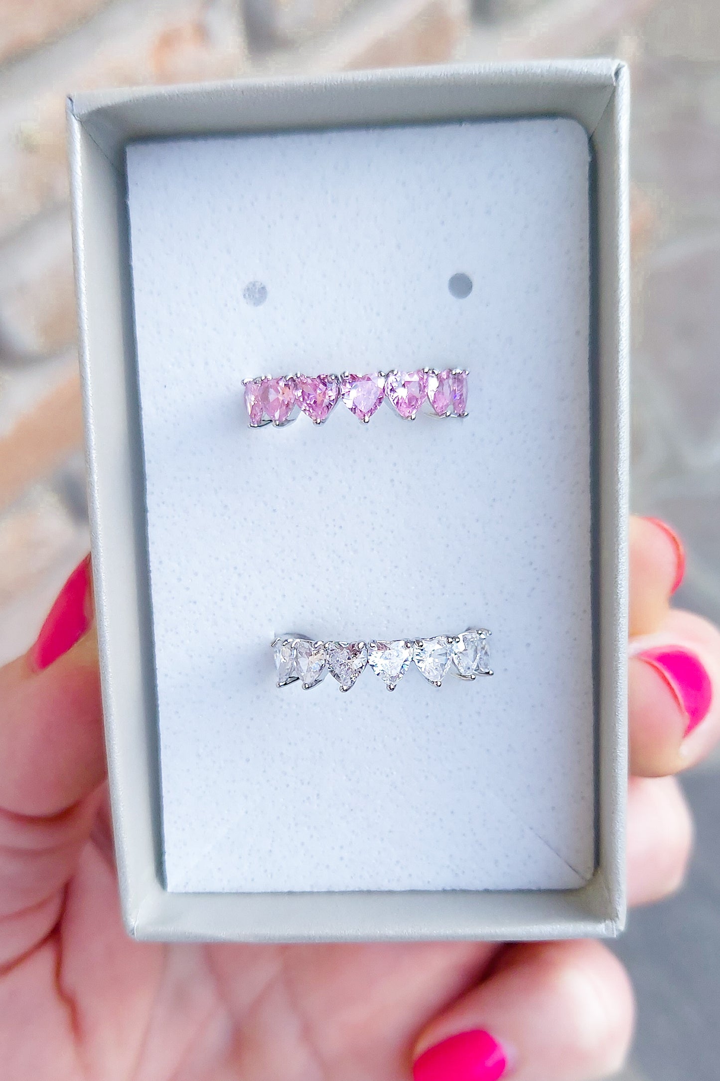 JENNY- cuori orizzontali ~ ANELLO REGOLABILE con cubic zirconia a forma di cuore