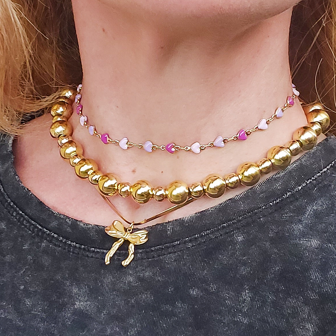 WALDORF large - ACCIAIO INOSSIDABILE - collana con pendente fiocco