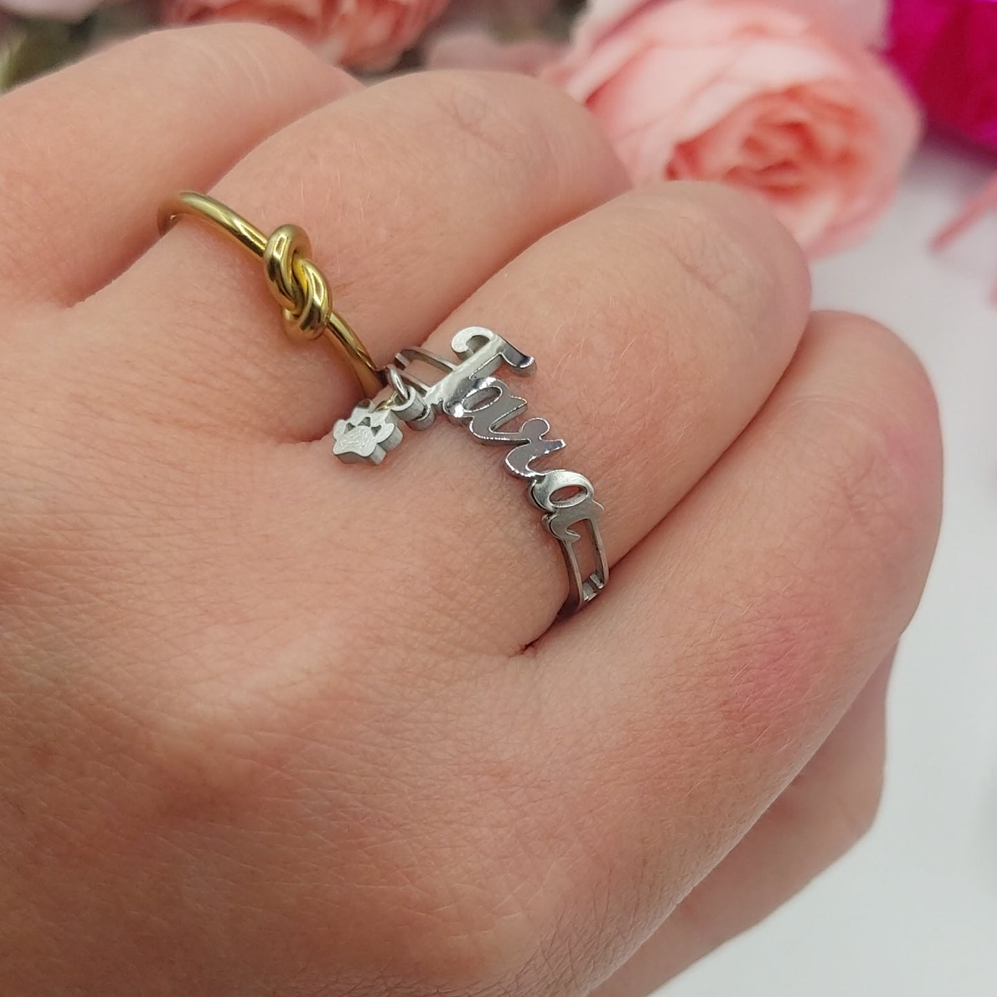 Anello Nome PERSONALIZZATO 🐾 Zampa - ACCIAIO INOSSIDABILE regolabile