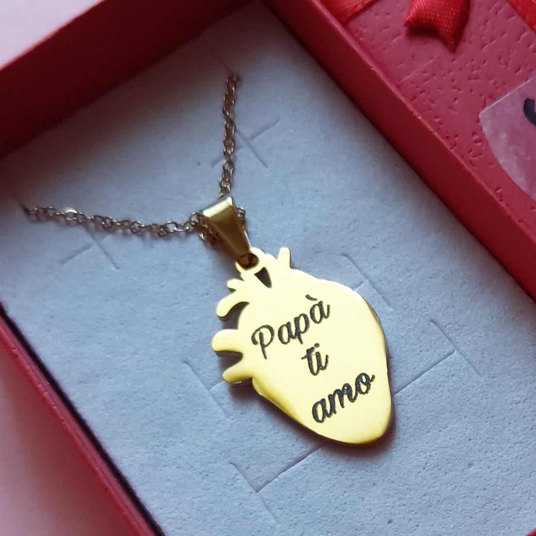 HUMAN HEART~ ACCIAIO inossidabile - Collana ciondolo cuore anatomico