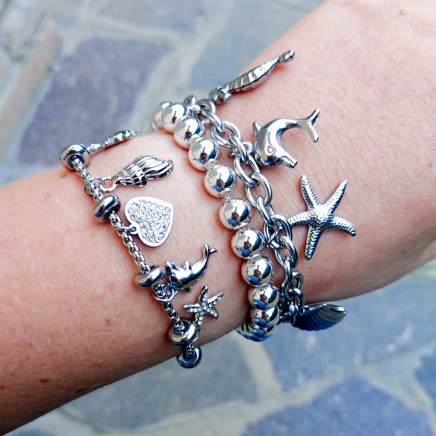 FIJI - Bracciale con charms marini + cubic zirconia ACCIAIO INOSSIDABILE