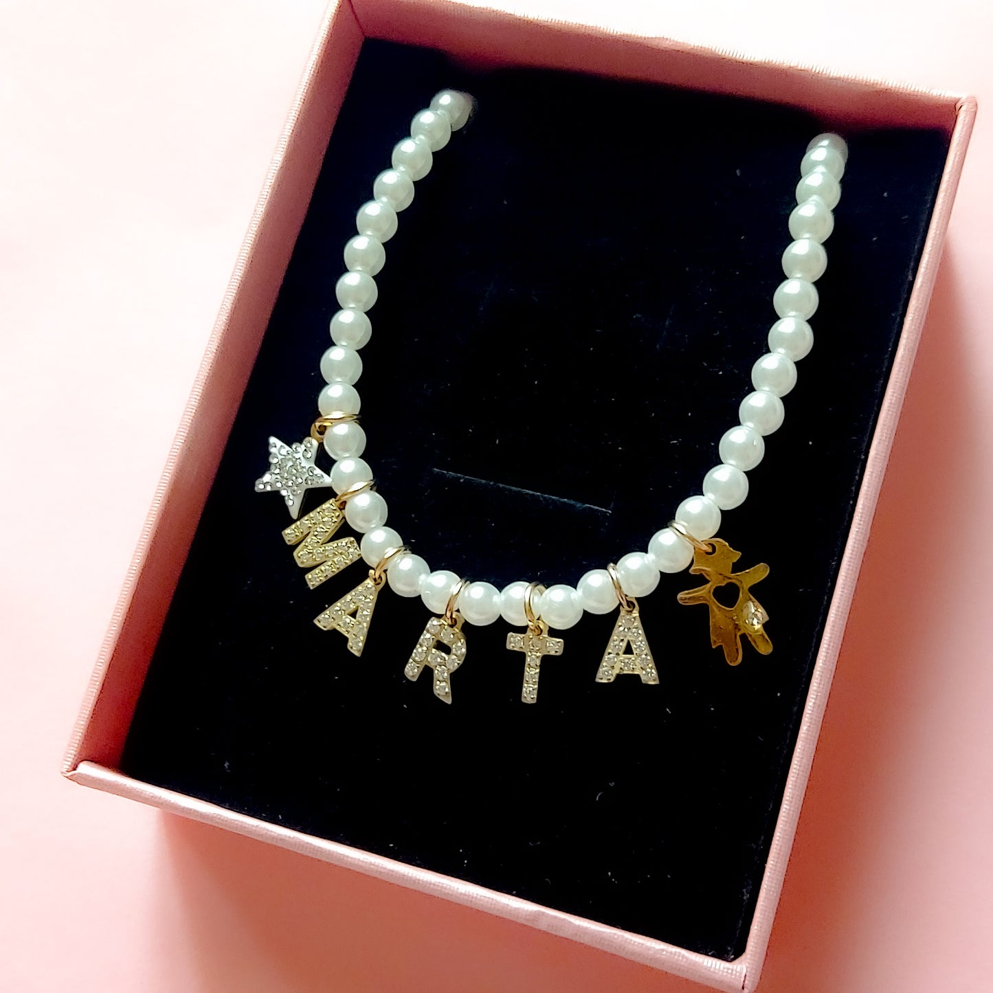 CHOKER Perle Con Nome personalizzabile in Acciaio Inox
