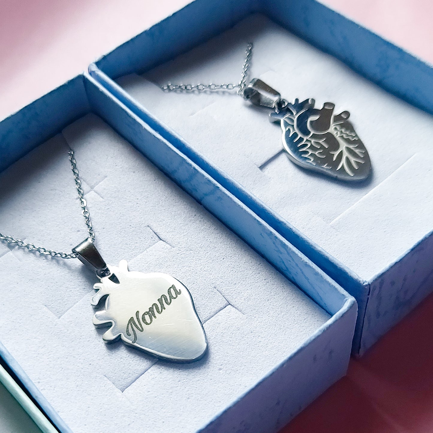 HUMAN HEART~ ACCIAIO inossidabile - Collana ciondolo cuore anatomico