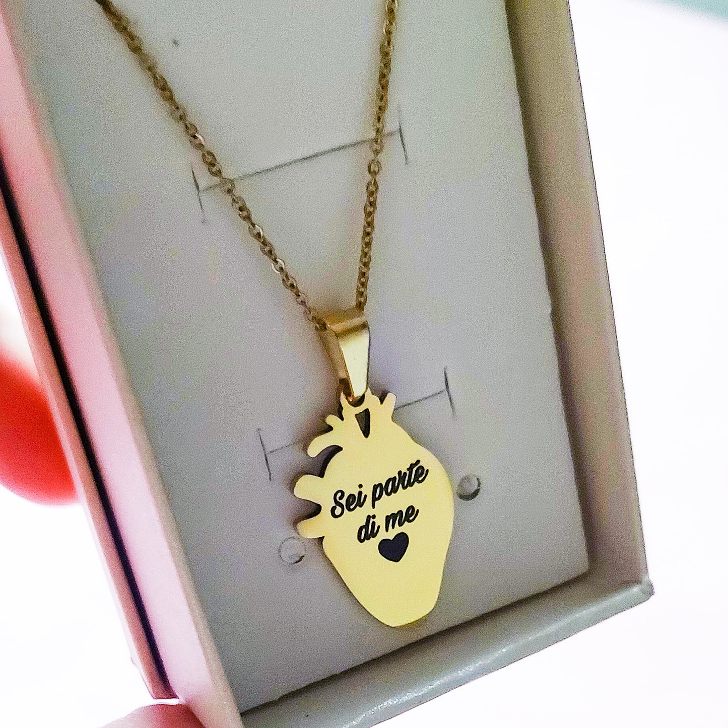 HUMAN HEART~ ACCIAIO inossidabile - Collana ciondolo cuore anatomico