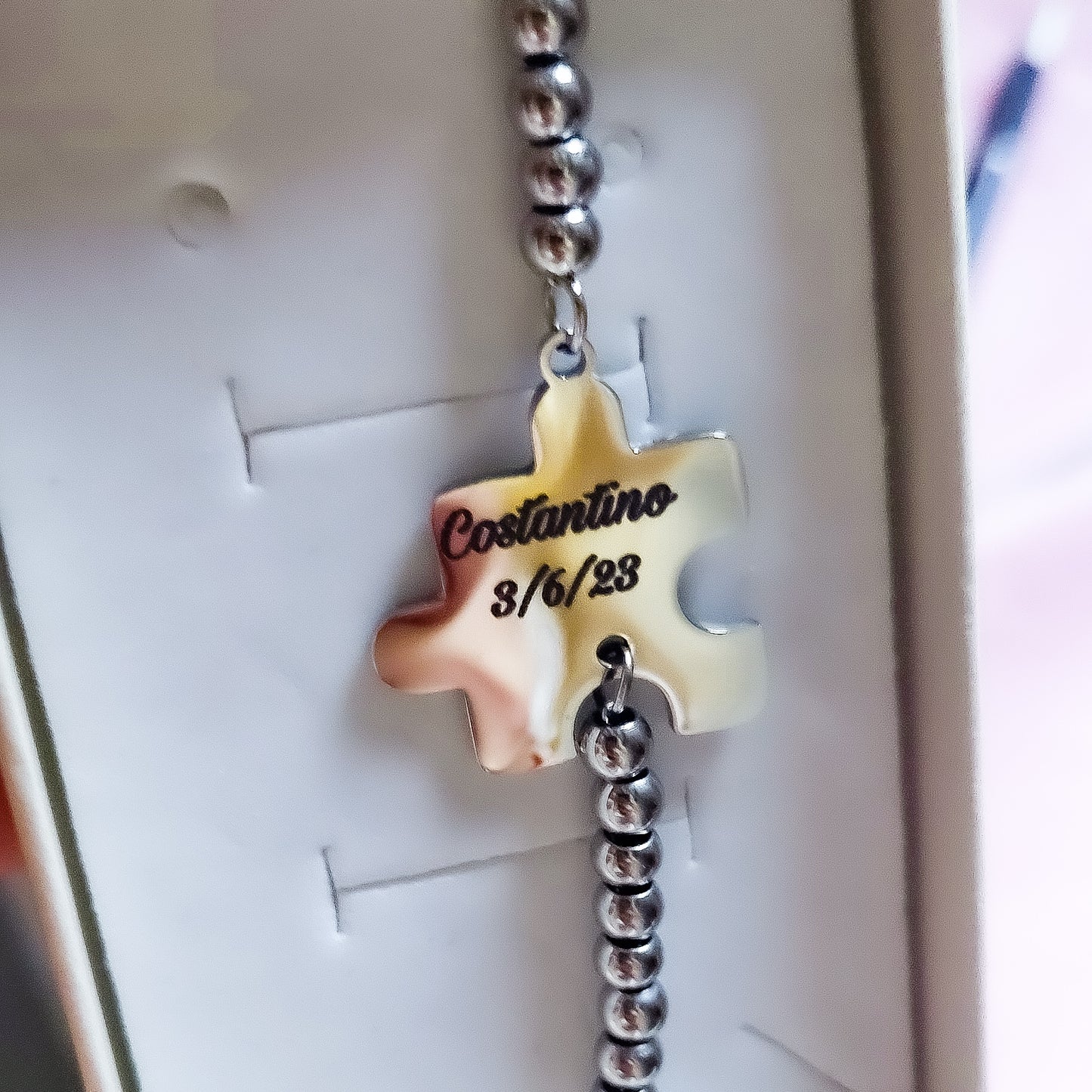 PUZZLE bracelet ~ Bracciale unisex ACCIAIO INOSSIDABILE con incisione personalizzata