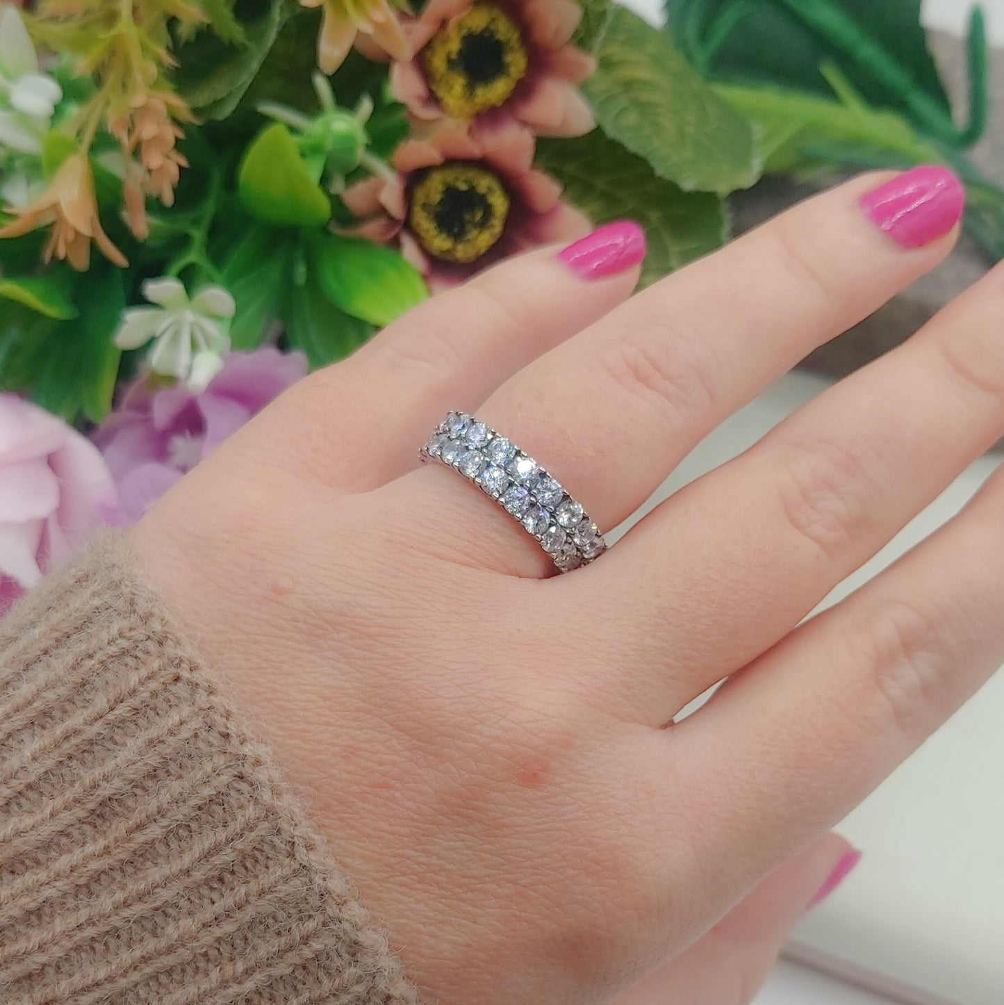 FEDE zirconi 3mm INFINITY ARGENTO 925 ~ Anello con cubic zirconia AAAAA