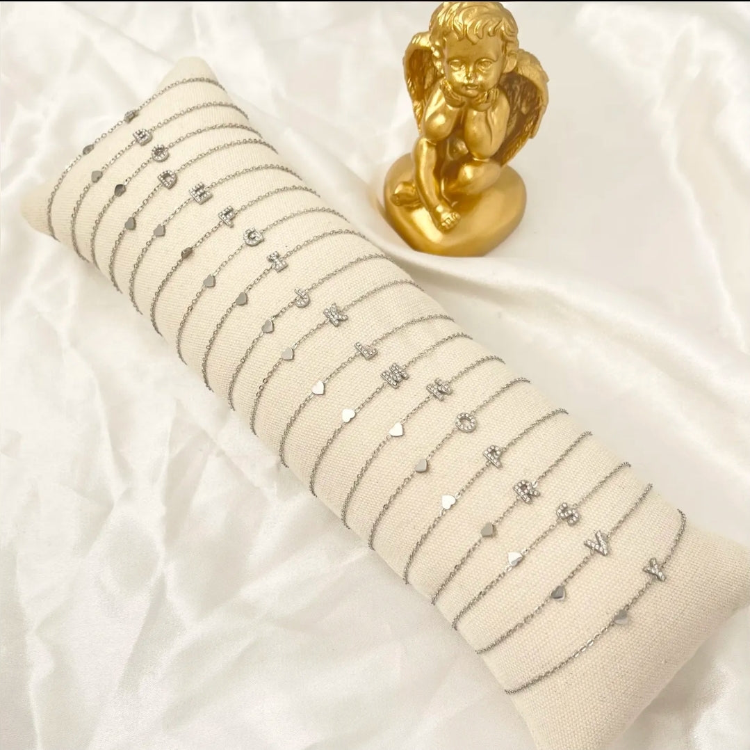 Bracciale MINI INIZIALE zirconata in ACCIAIO INOSSIDABILE 21 iniziali