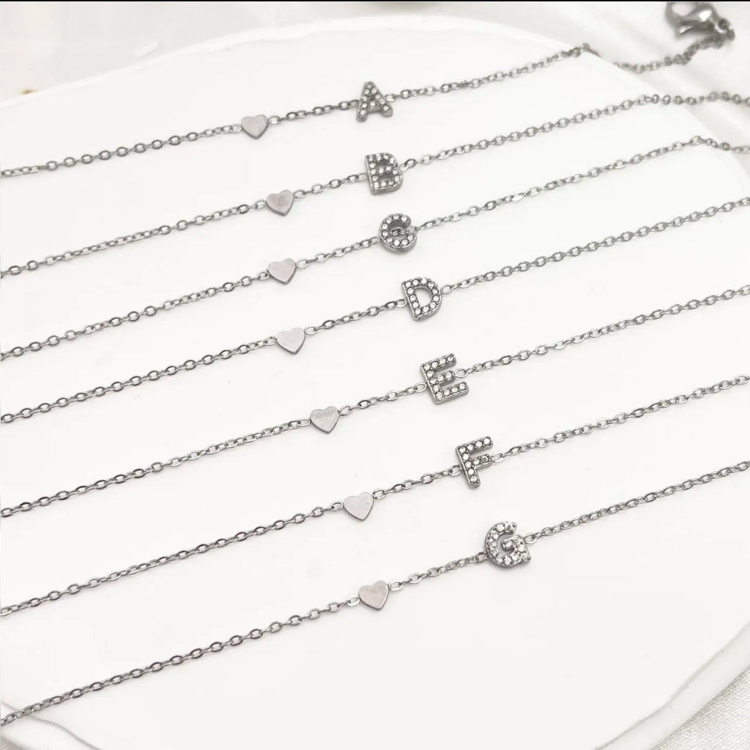 Bracciale MINI INIZIALE zirconata in ACCIAIO INOSSIDABILE 21 iniziali