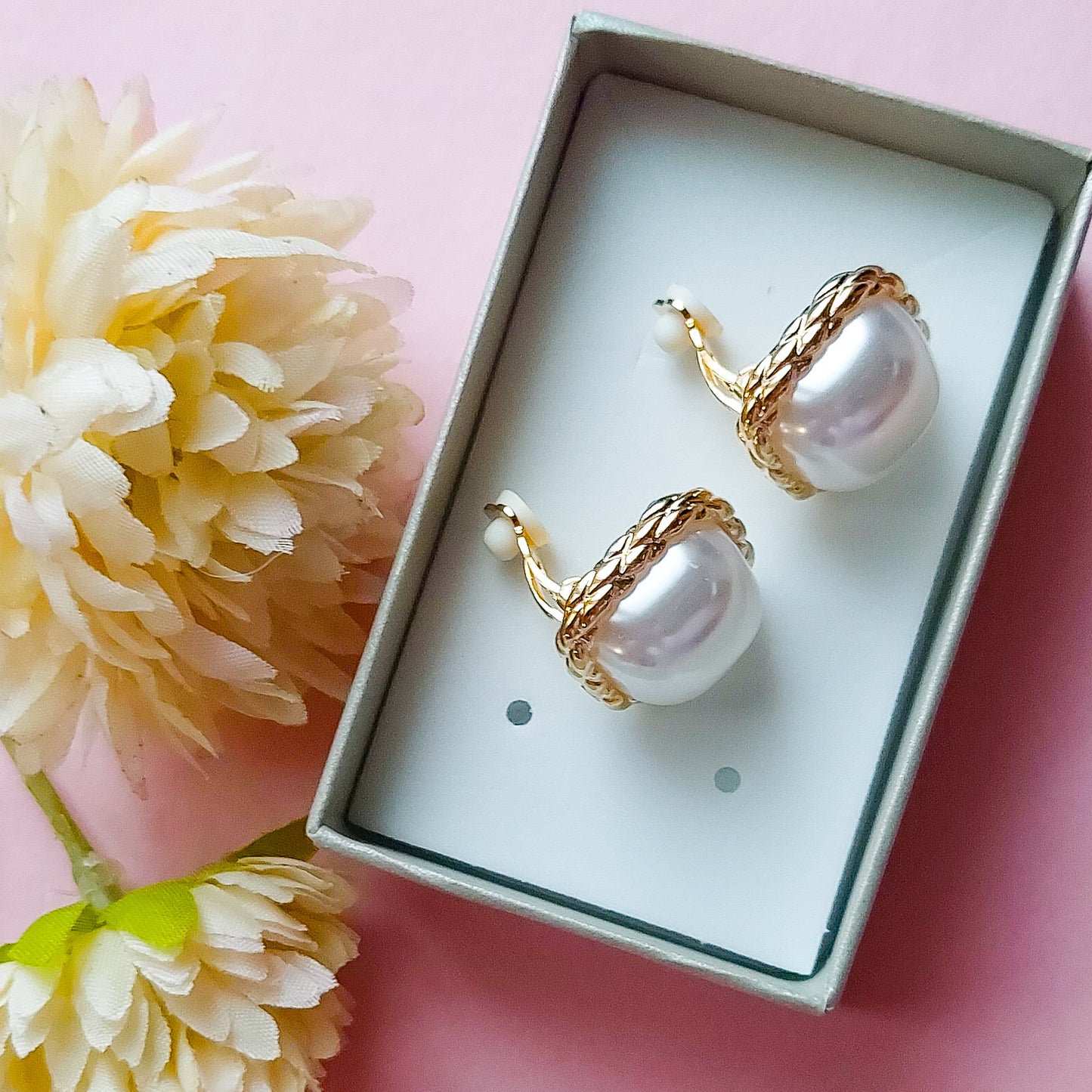 MAXI PEARLS BOTTONE A CLIP - acciaio inossidabile - Orecchini a bottone Perla bombè - SENZA BUCO