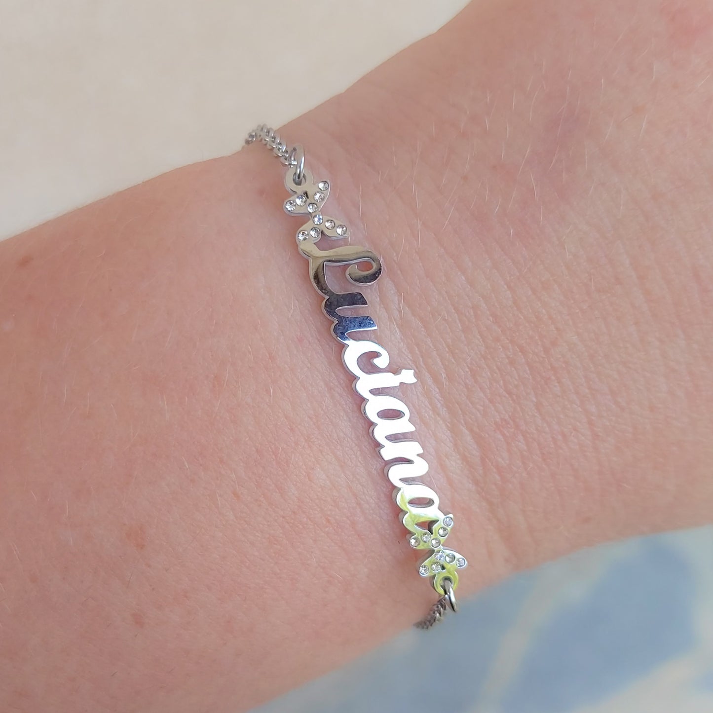 MAMMA BUTTERFLIES Collana e Bracciale Nome Personalizzato in ACCIAIO Inossidabile