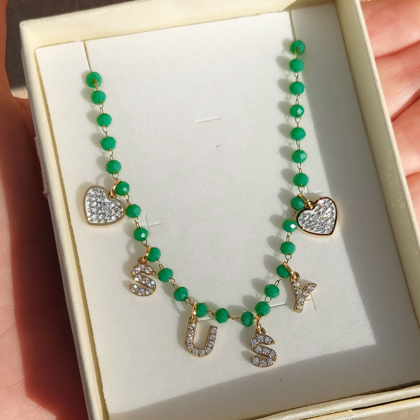 ROSARY NAME GOLD - Collana perle cristallo a rosario Con Nome personalizzabile in Acciaio Inox