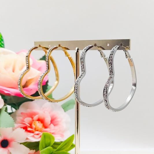 KOURTNEY HEART ~ ACCIAIO INOSSIDABILE - Orecchini a cerchio con Zirconi Cubici