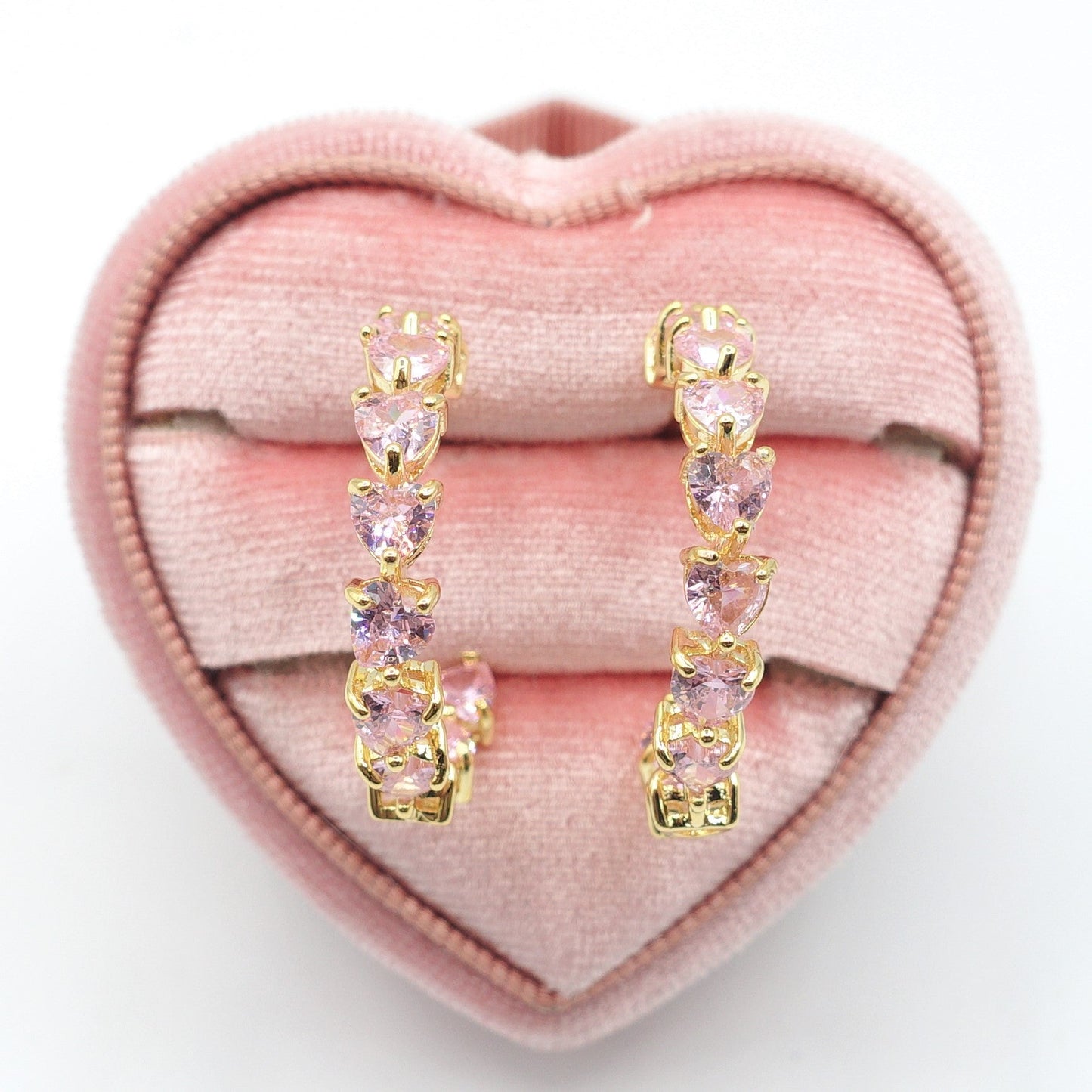 CHERIE - HOOPS 2.5 cm -orecchini a cerchio con zirconi a cuore