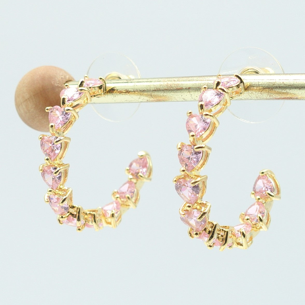 CHERIE - HOOPS 2.5 cm -orecchini a cerchio con zirconi a cuore