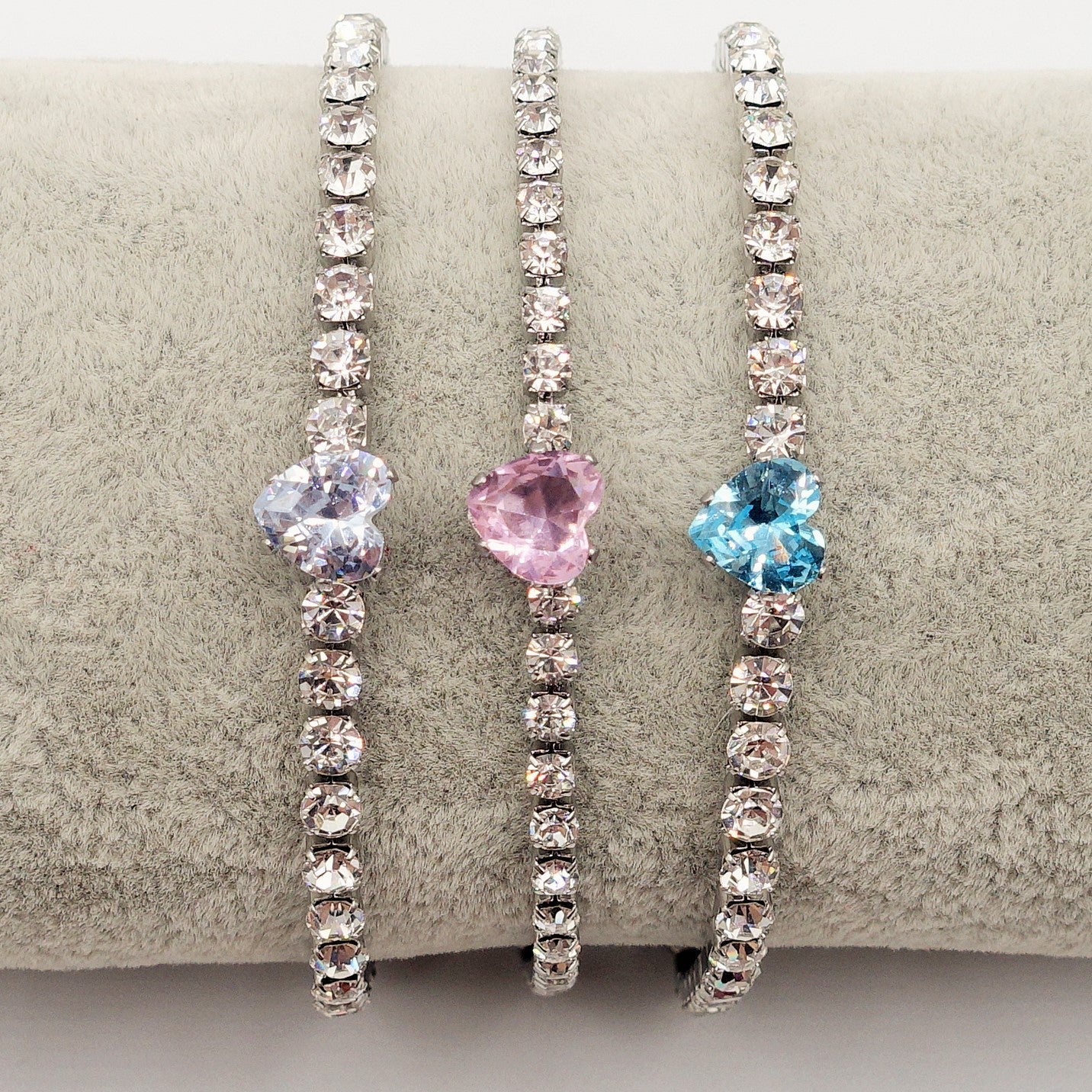 AURORA~ ACCIAIO INOSSIDABILE - Bracciale tennis in cubic zirconia con cuore centrale