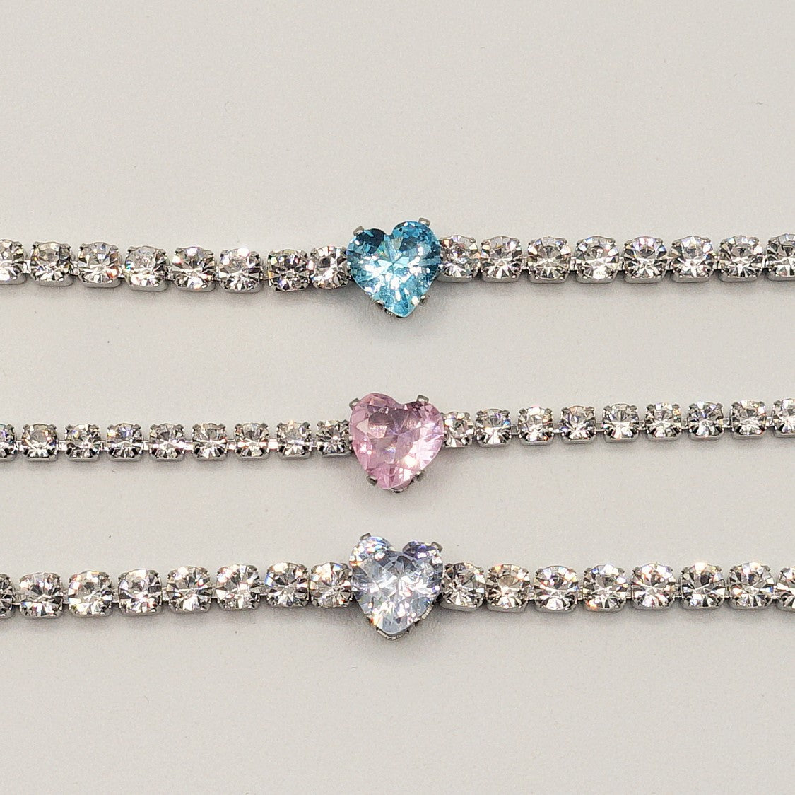 AURORA~ ACCIAIO INOSSIDABILE - Bracciale tennis in cubic zirconia con cuore centrale