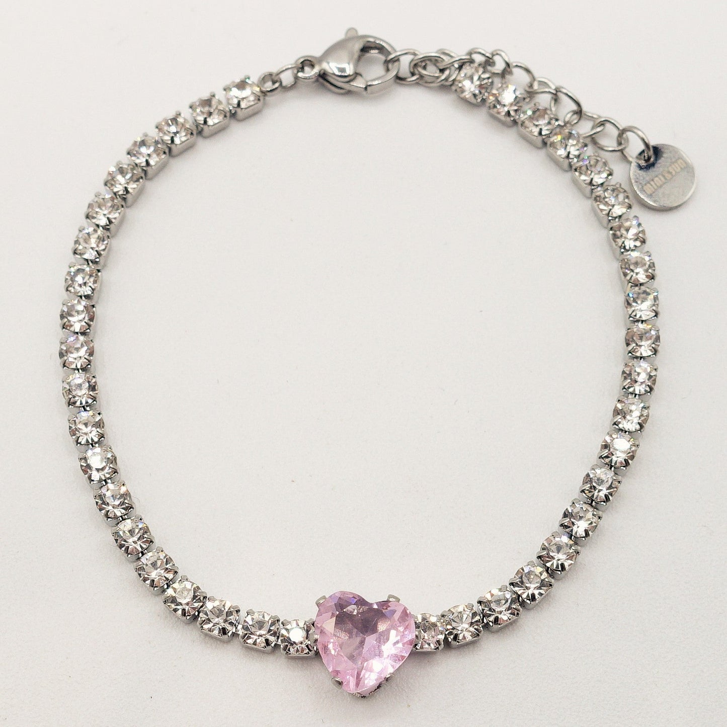 AURORA~ ACCIAIO INOSSIDABILE - Bracciale tennis in cubic zirconia con cuore centrale