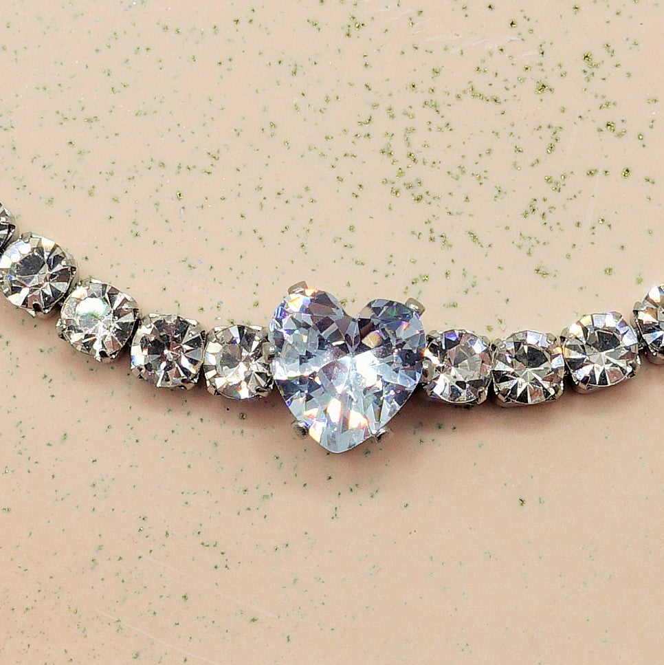 AURORA~ ACCIAIO INOSSIDABILE - Bracciale tennis in cubic zirconia con cuore centrale