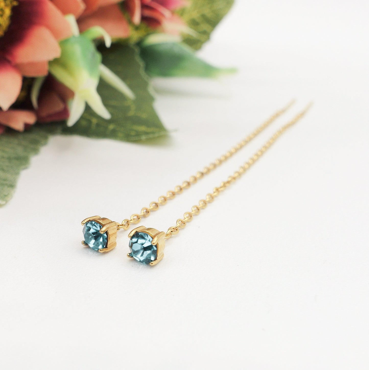 SHINY RAINBOW- Acciaio inossidabile ~ PAIO Orecchini filo pendenti con cubic zirconia