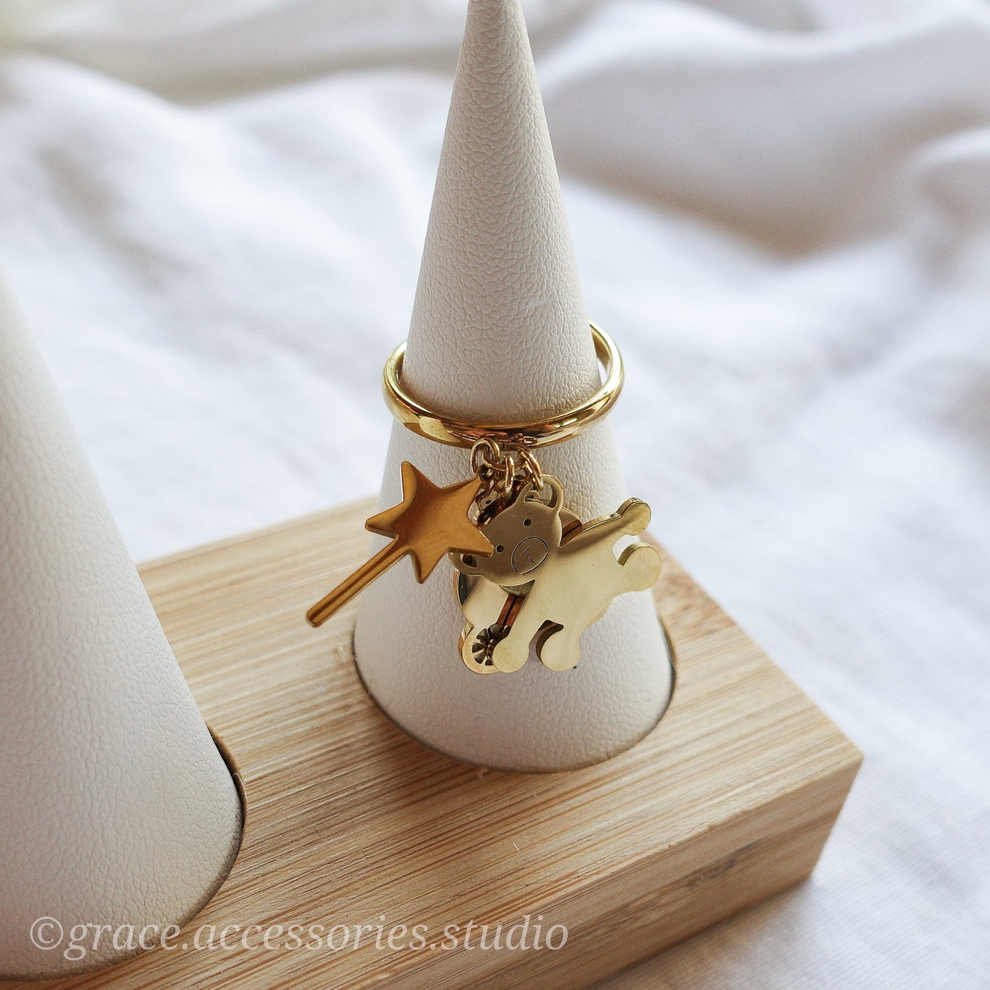 PADDINGTON ~ Anello con pendenti teddy magic in ACCIAIO INOSSIDABILE