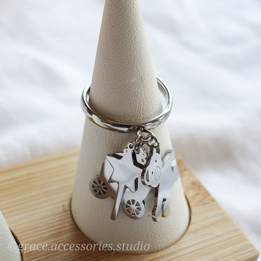 PADDINGTON ~ Anello con pendenti teddy magic in ACCIAIO INOSSIDABILE