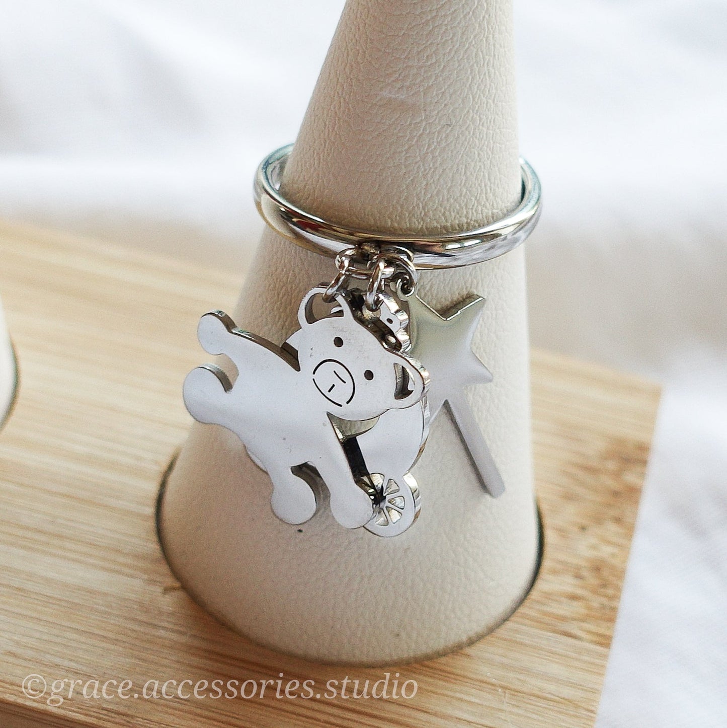 PADDINGTON ~ Anello con pendenti teddy magic in ACCIAIO INOSSIDABILE